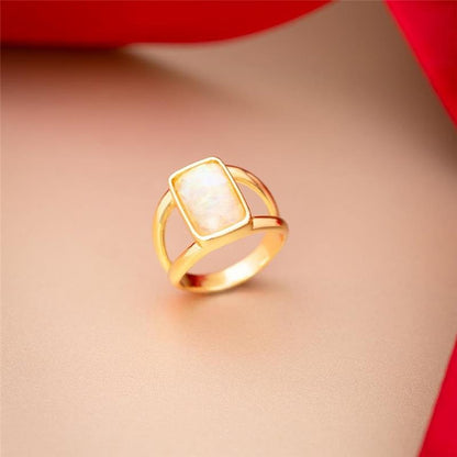 Anel Brilhato Pedras Naturais Brasileiras — Folheado a Ouro