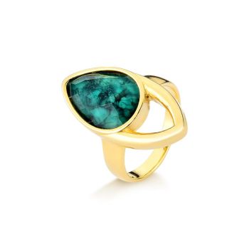 Conjunto Brilhato Pedras Naturais Brasileiras — Folheado a Ouro