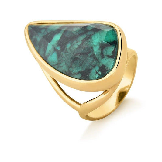 Anel Possebon Folheado a Ouro - Pedra Natural