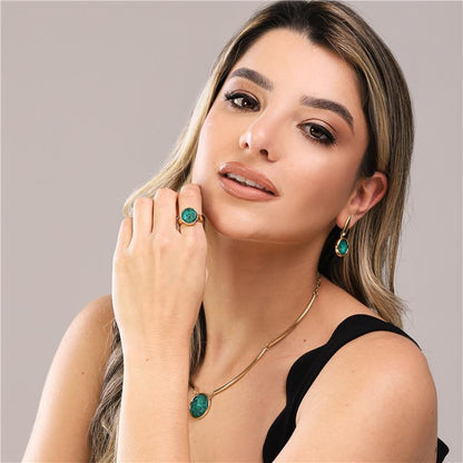Anel Brilhato Pedras Naturais Brasileiras — Folheado a Ouro