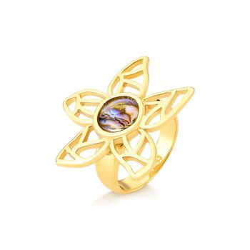 Conjunto Possebon Folheado a Ouro - Pedra Natural