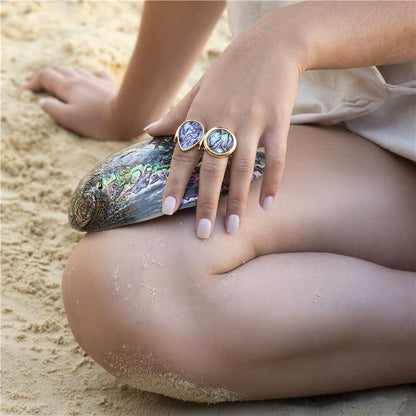 Anel Brilhato Pedras Naturais Brasileiras — Folheado a Ouro