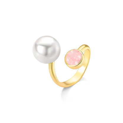 Anel Possebon Folheado a Ouro - Pedra Natural