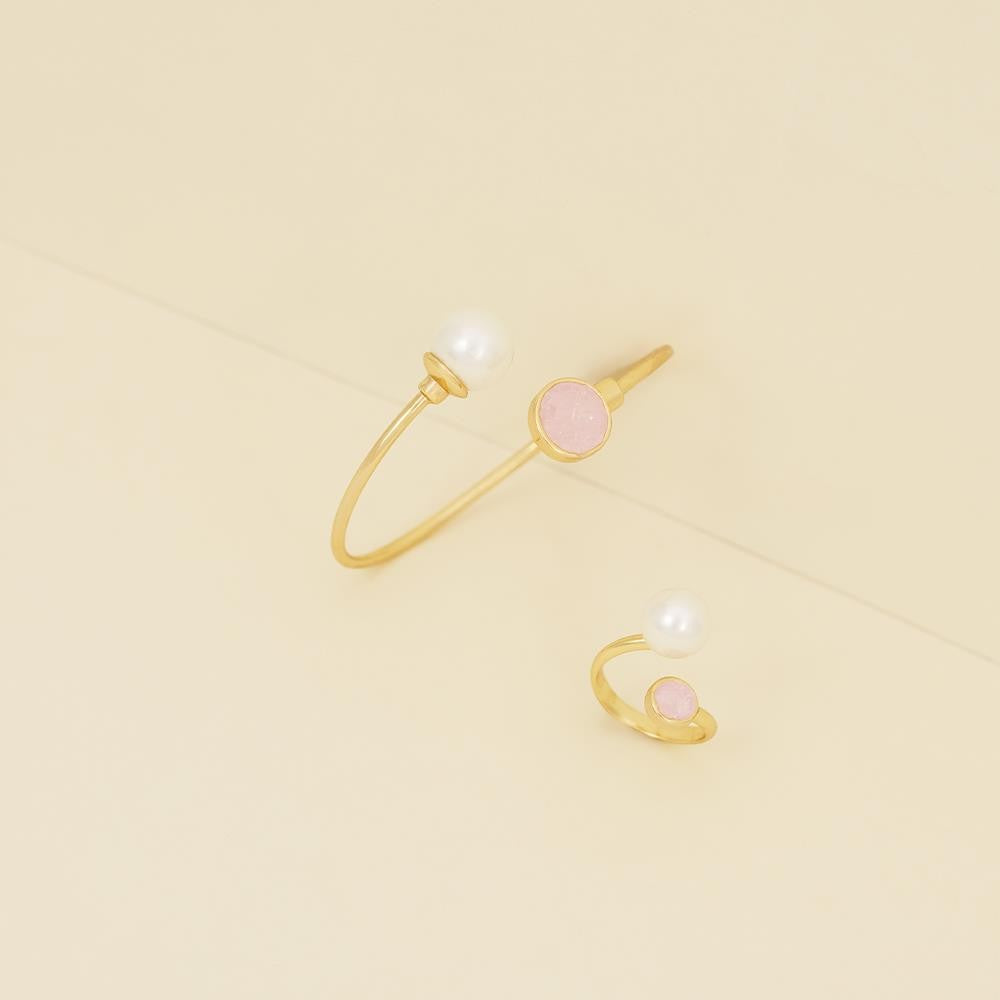 Anel Possebon Folheado a Ouro - Pedra Natural