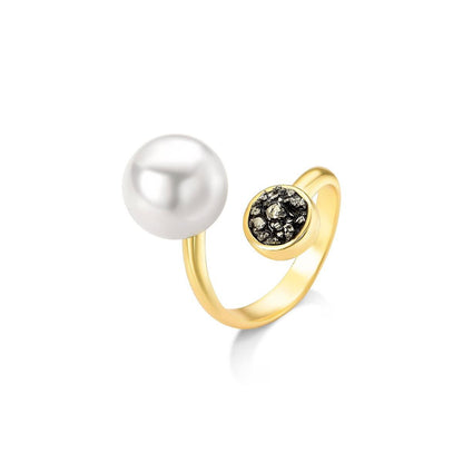 Anel Possebon Folheado a Ouro - Pedra Natural