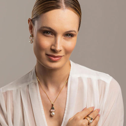 Anel Possebon Folheado a Ouro - Pedra Natural