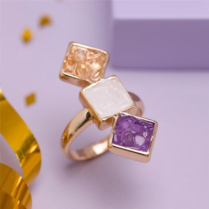 Anel Possebon Folheado a Ouro - Pedra Natural