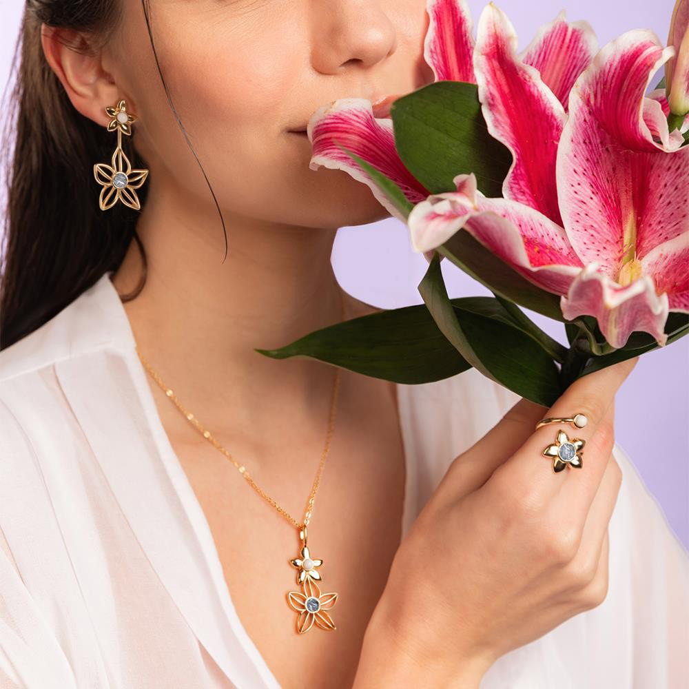 Detalhe anel Florir Brilhato folheado a ouro