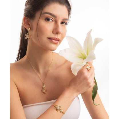 Anel Florir folheado a ouro coleção premium