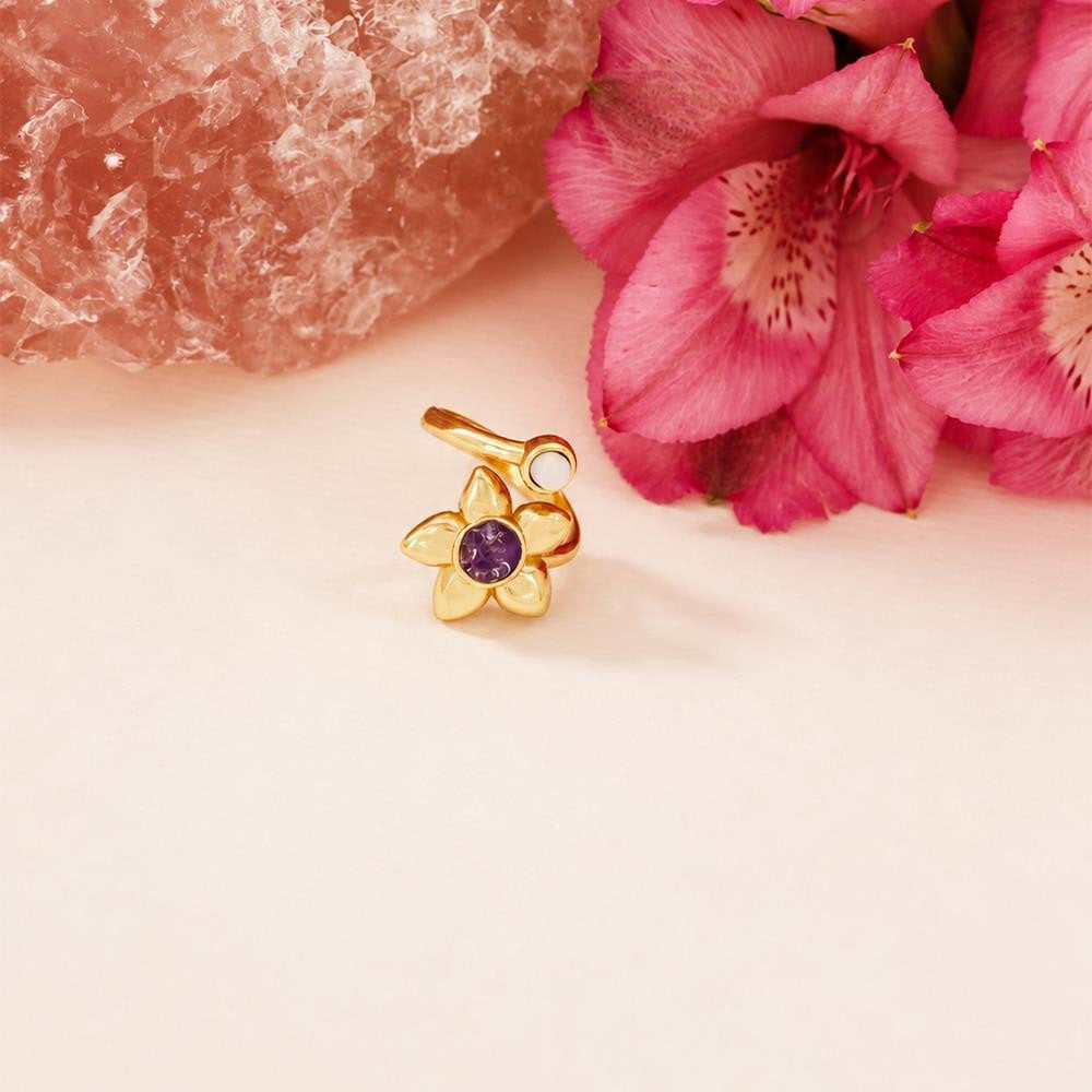 Anel Florir detalhes em fragmentos naturais