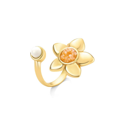 Anel Florir variação calcita laranja e porcelana