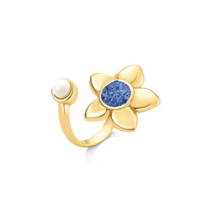 Anel Florir variação cianita azul e porcelana