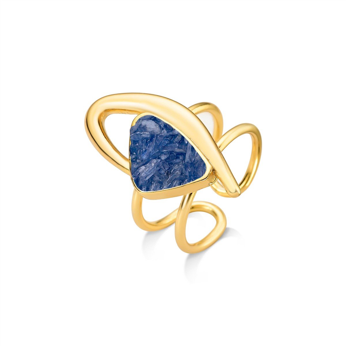 Anel regulável Coleção Serena folheado a ouro com pedras naturais brasileiras - foto 11