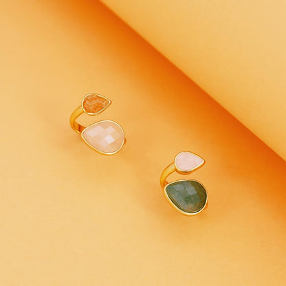 Anel Possebon Folheado a Ouro - Pedra Natural