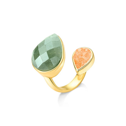 Anel Possebon Folheado a Ouro - Pedra Natural