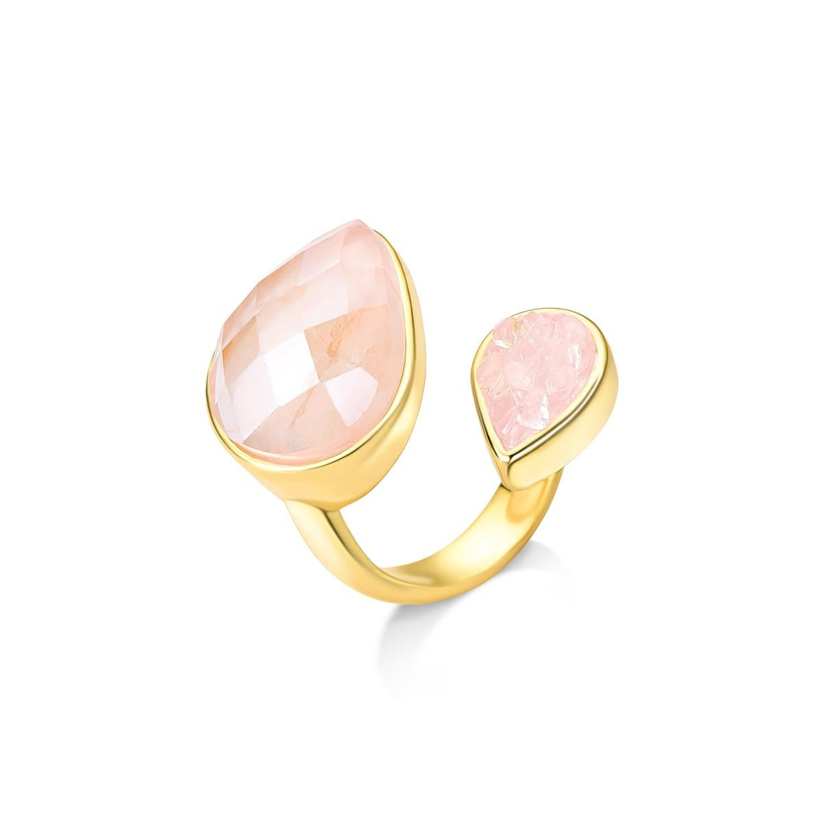 Anel Possebon Folheado a Ouro - Pedra Natural