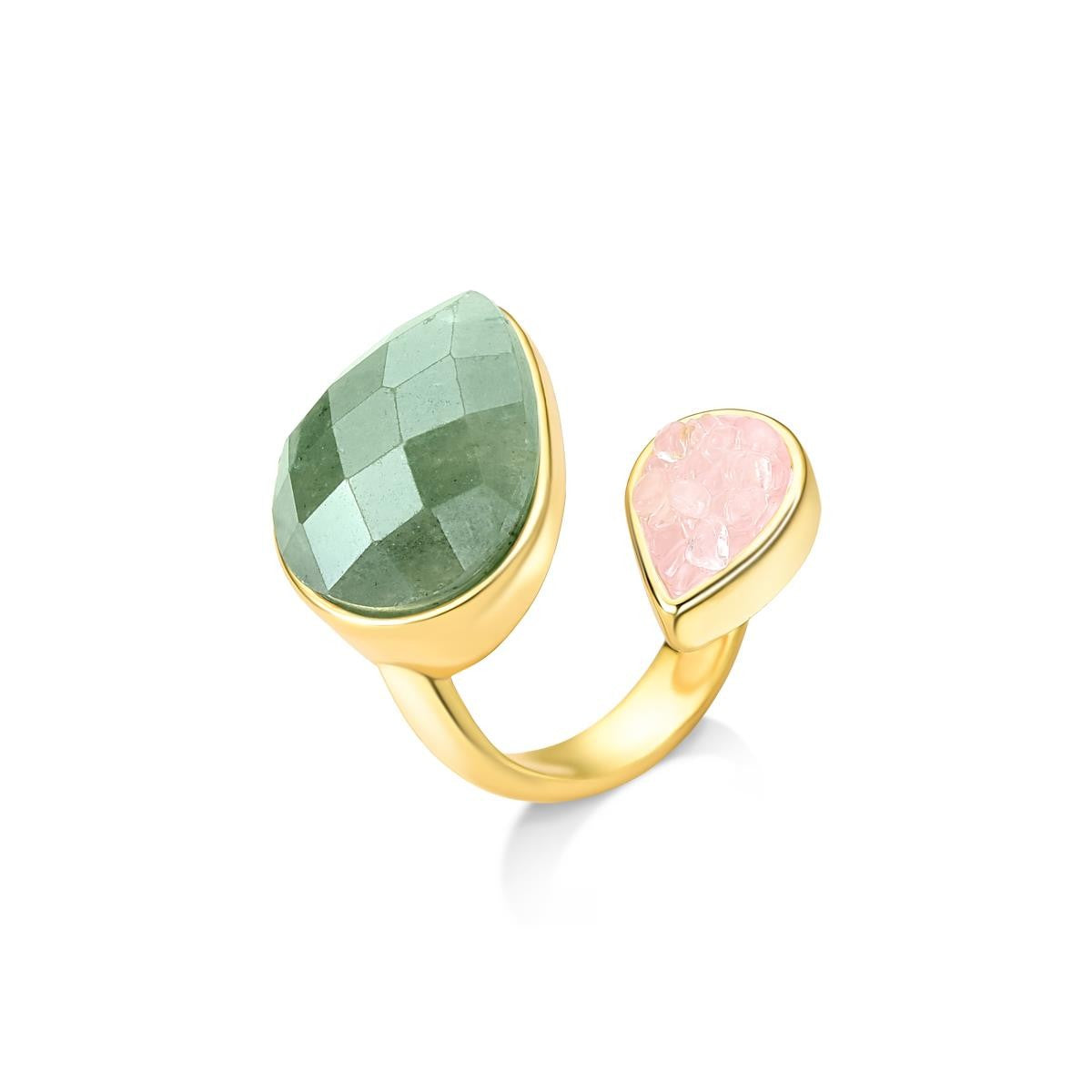 Anel Possebon Folheado a Ouro - Pedra Natural