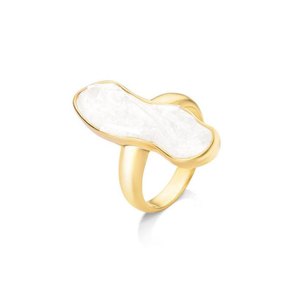 Anel Possebon Folheado a Ouro - Pedra Natural