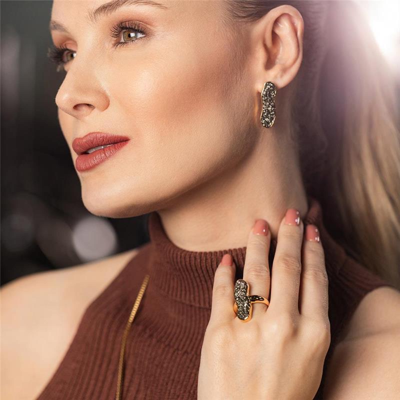 Anel Possebon Folheado a Ouro - Pedra Natural