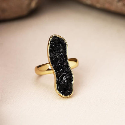 Anel Possebon Folheado a Ouro - Pedra Natural