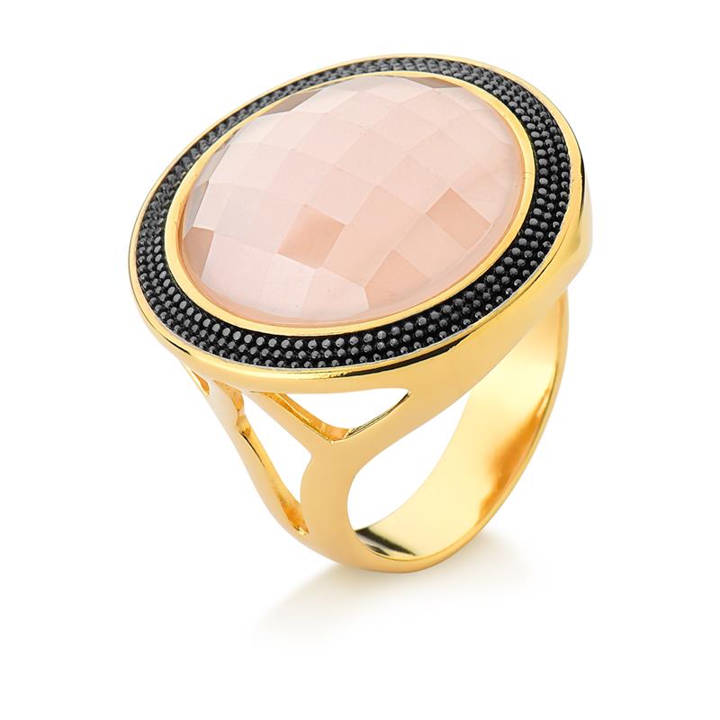 ANEL FOLHEADO A OURO E RÓDIO NEGRO