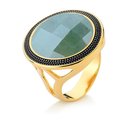 ANEL FOLHEADO A OURO E RÓDIO NEGRO