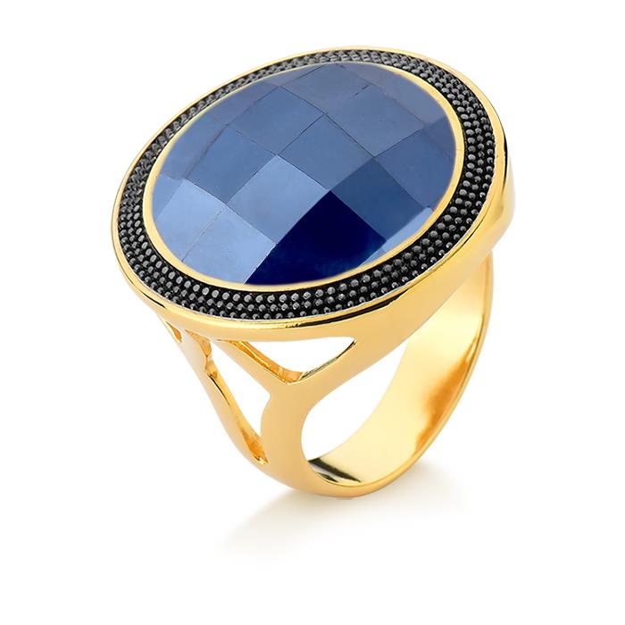 ANEL FOLHEADO A OURO E RÓDIO NEGRO