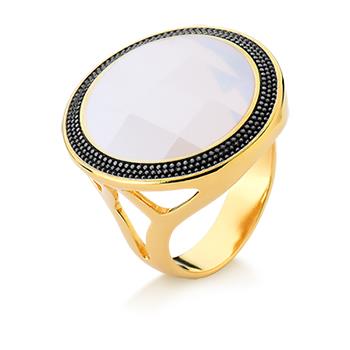 ANEL FOLHEADO A OURO E RÓDIO NEGRO