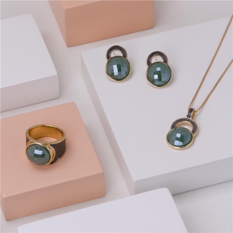 ANEL FOLHEADO A OURO E RÓDIO NEGRO