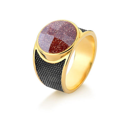 ANEL FOLHEADO A OURO E RÓDIO NEGRO