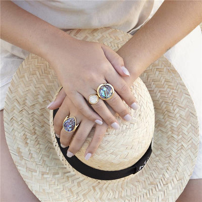 ANEL FOLHEADO A OURO E RÓDIO NEGRO