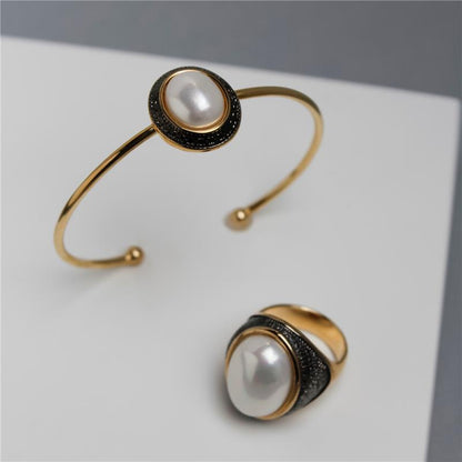 Anel Brilhato Pedras Naturais Brasileiras — Folheado a Ouro e Ródio Negro