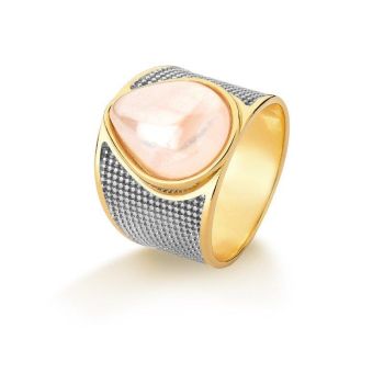 Brinco Possebon Folheado a Ouro e Ródio Branco - Pedra Natural