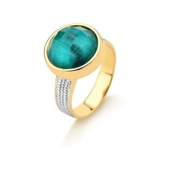 Pulseira Possebon Folheada a Ouro e Ródio Branco - Pedra Natural