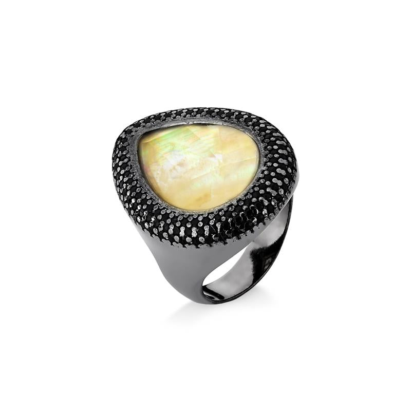 ANEL FOLHEADO A RÓDIO NEGRO