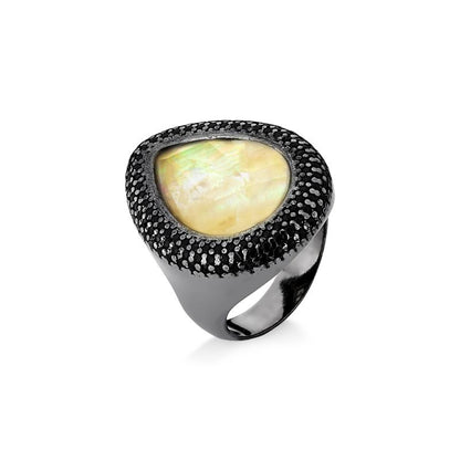 ANEL FOLHEADO A RÓDIO NEGRO