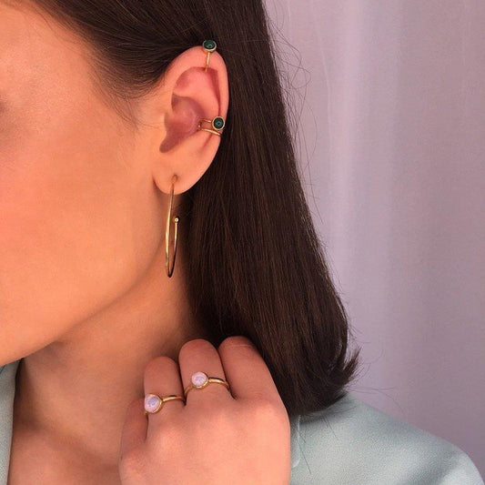 Brinco Brilhato Piercing Clássicos Folheado a Ouro