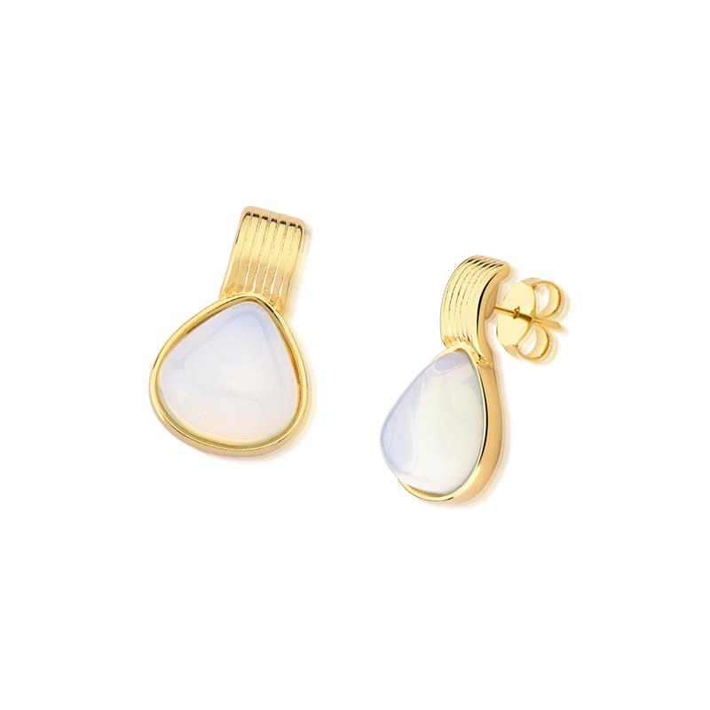 Brinco Possebon Folheado a Ouro - Pedra Natural