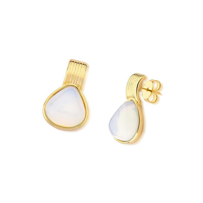 Brinco Possebon Folheado a Ouro - Pedra Natural