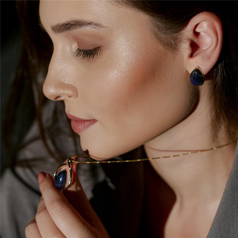 Brinco Possebon Folheado a Ouro - Pedra Natural