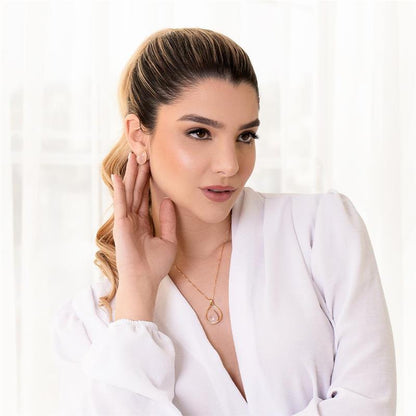 Brinco Possebon Folheado a Ouro - Pedra Natural