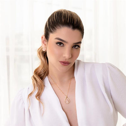 Brinco Possebon Folheado a Ouro - Pedra Natural