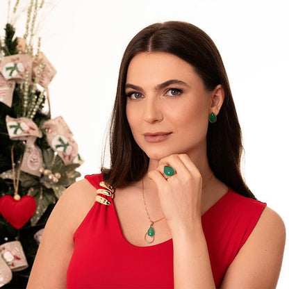 Brinco Possebon Folheado a Ouro - Pedra Natural