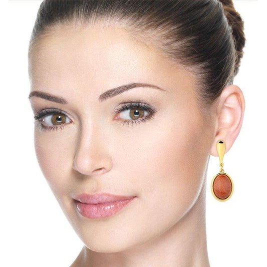 Brinco Possebon Folheado a Ouro - Pedra Natural