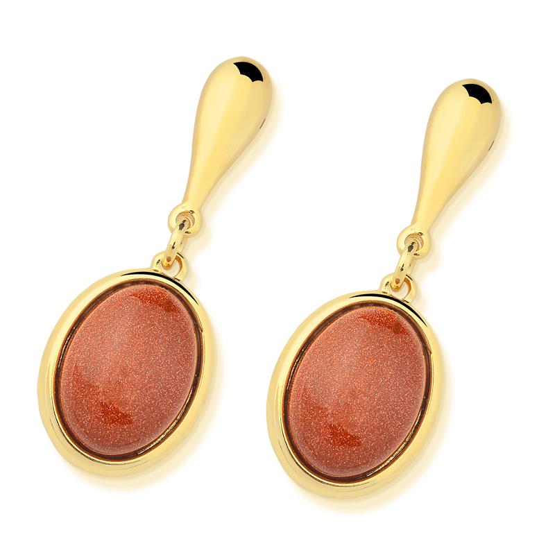 Brinco Possebon Folheado a Ouro - Pedra Natural