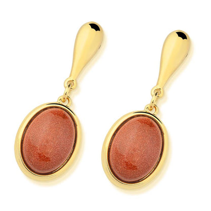 Brinco Possebon Folheado a Ouro - Pedra Natural