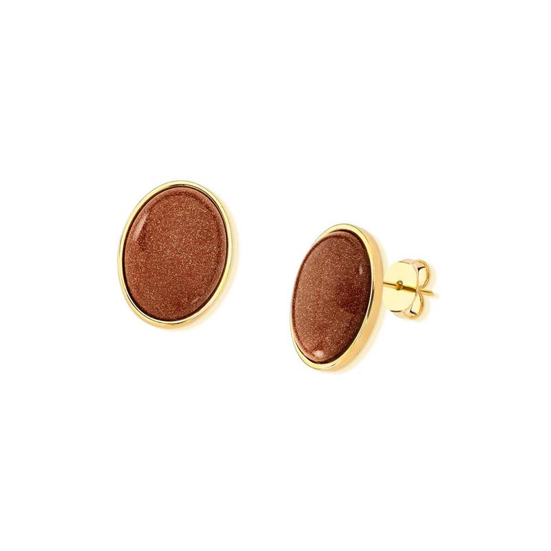 Brinco Brilhato Pedras Naturais Brasileiras — Folheado a Ouro