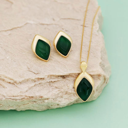 Brinco Possebon Folheado a Ouro - Pedra Natural