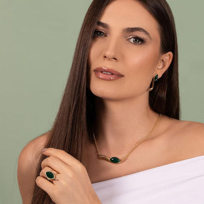 Brinco Brilhato Pedras Naturais Brasileiras — Folheado a Ouro