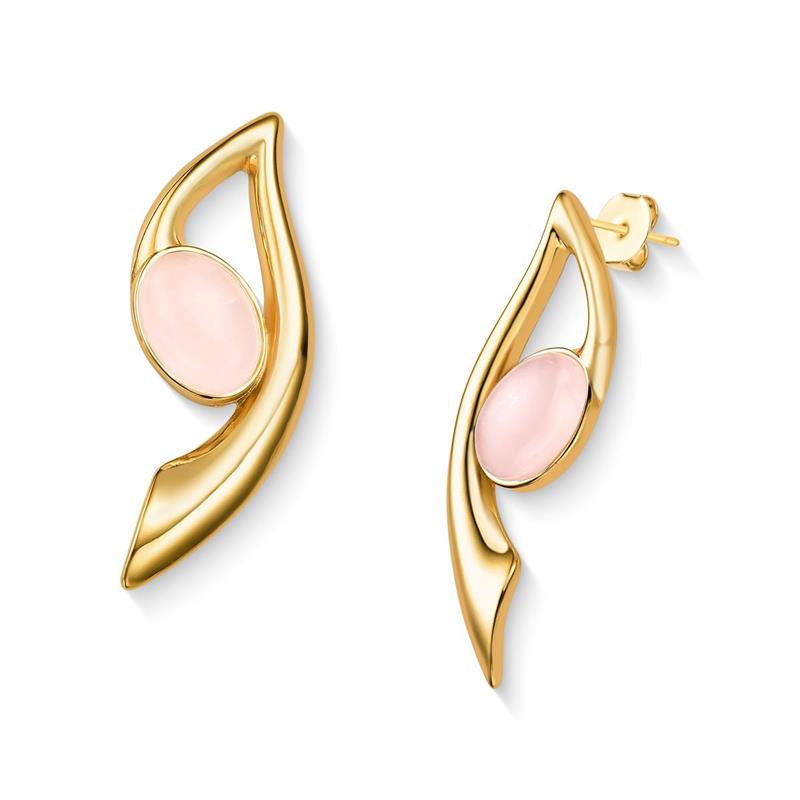 Brinco Brilhato Pedras Naturais Brasileiras — Folheado a Ouro